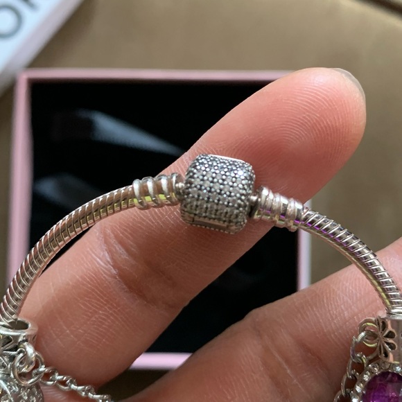 NIB NEW Pandora Pave Clasp Bracelet w/ Colorful Disney Theme Charms - Picture 5 of 13